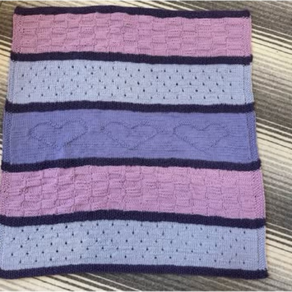 Purple and Blue Knit Blanket